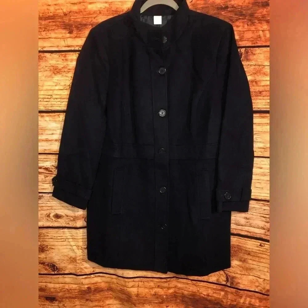 Women’s Navy Blue Faux Wool Jacket